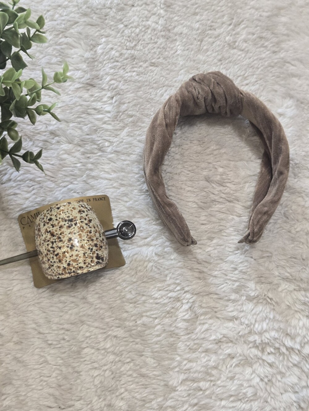 Camila Paris French Hair Slide Cage with Stick and Taupe Headband Bundle